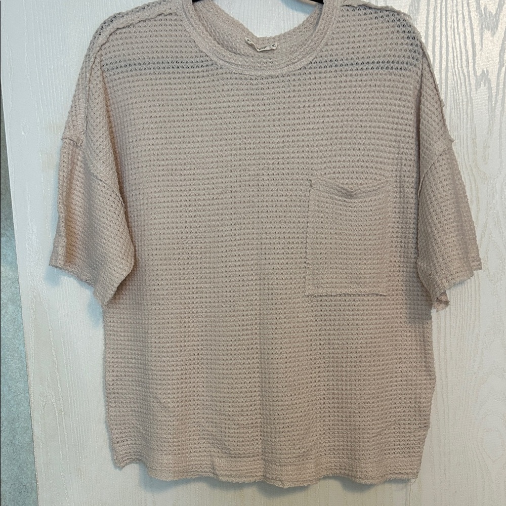 New In, Beige Textured Short Sleeve Top, Size M